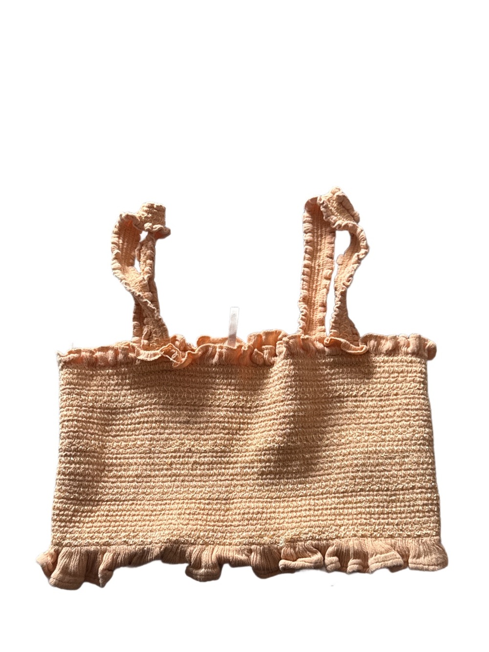 Free People Cropped Ruffled Stretchy Top Peach XS